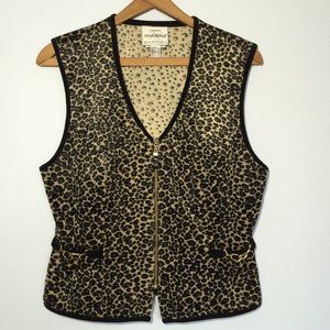 Vintage Joseph Ribkoff Womens Animal Leopard Print Vest Sz 10 Sleeveless Zip